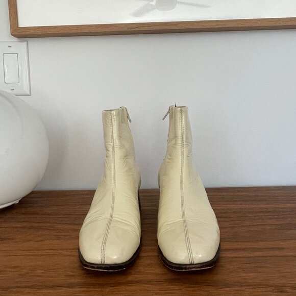 No 6 Store Cream Patent Leather Heeled Boots Sz 7 - Picture 2 of 8